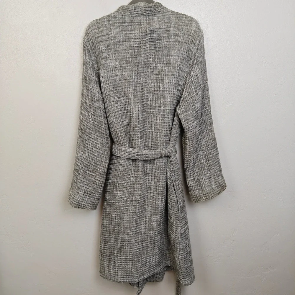 Parachute Womens Waffle Robe Medium Grey Textured Cotton Spa Loungewear